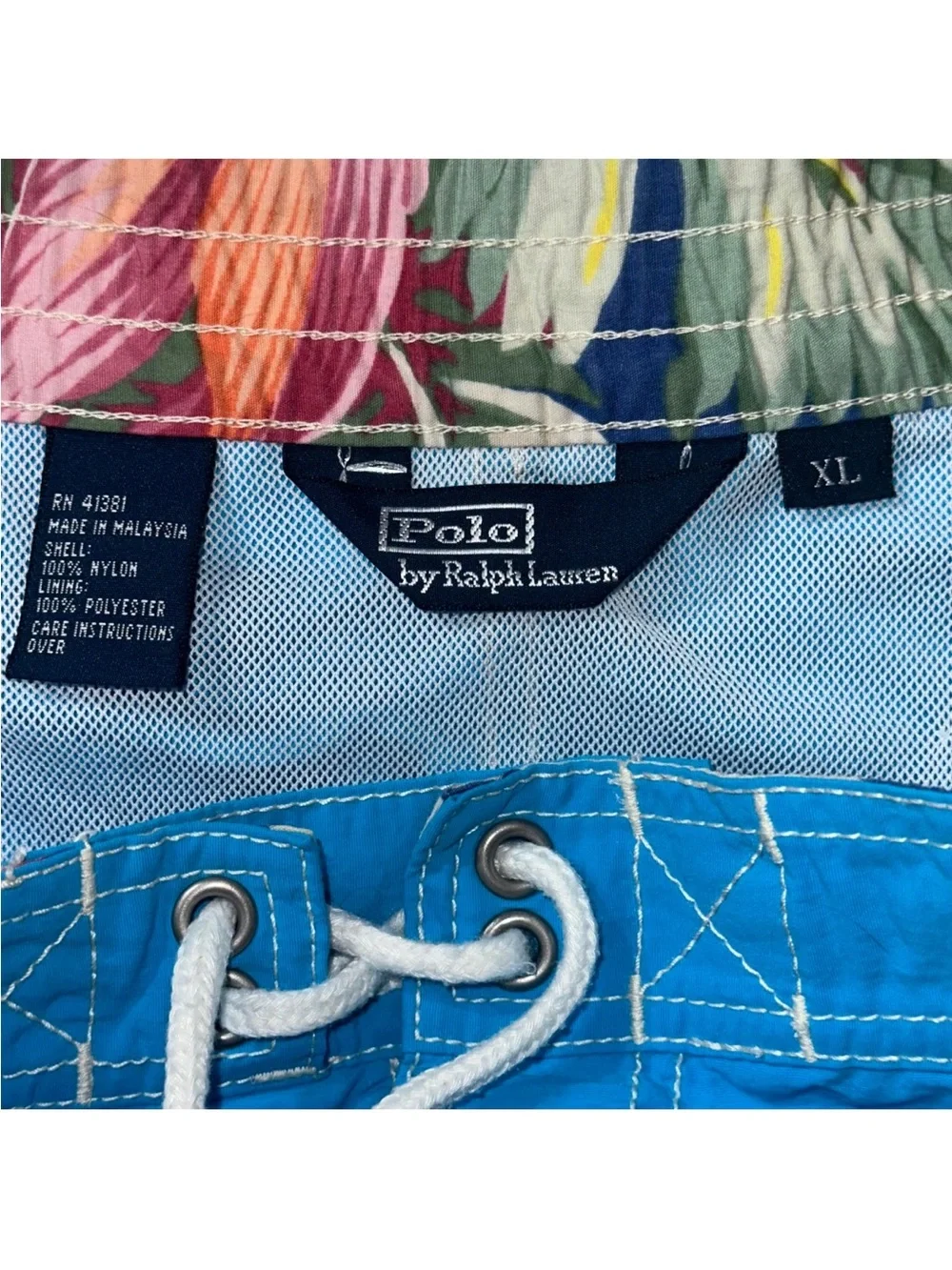 Polo Ralph Lauren Swim Trunks Men’s XL Blue Cargo Board Shorts Floral Lined